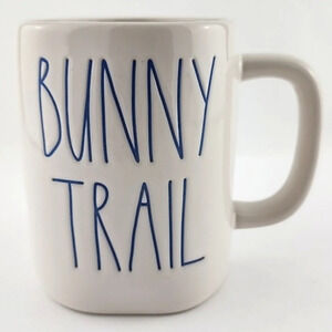 ⭐️2/ $50⭐️ Rae Dunn Artisan Collection White Coffee Mug Large Letter BUNNY TRAIL